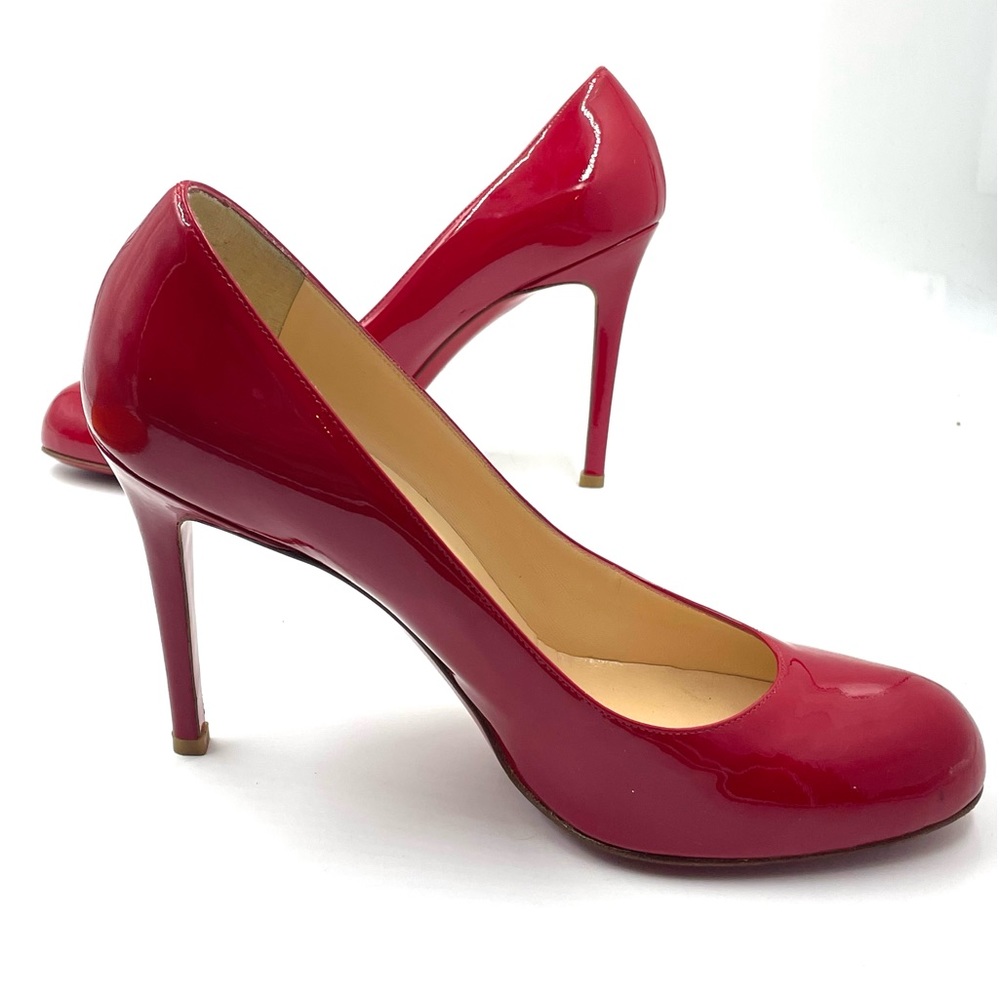 Christian Louboutin red patent simple pumps 39.5